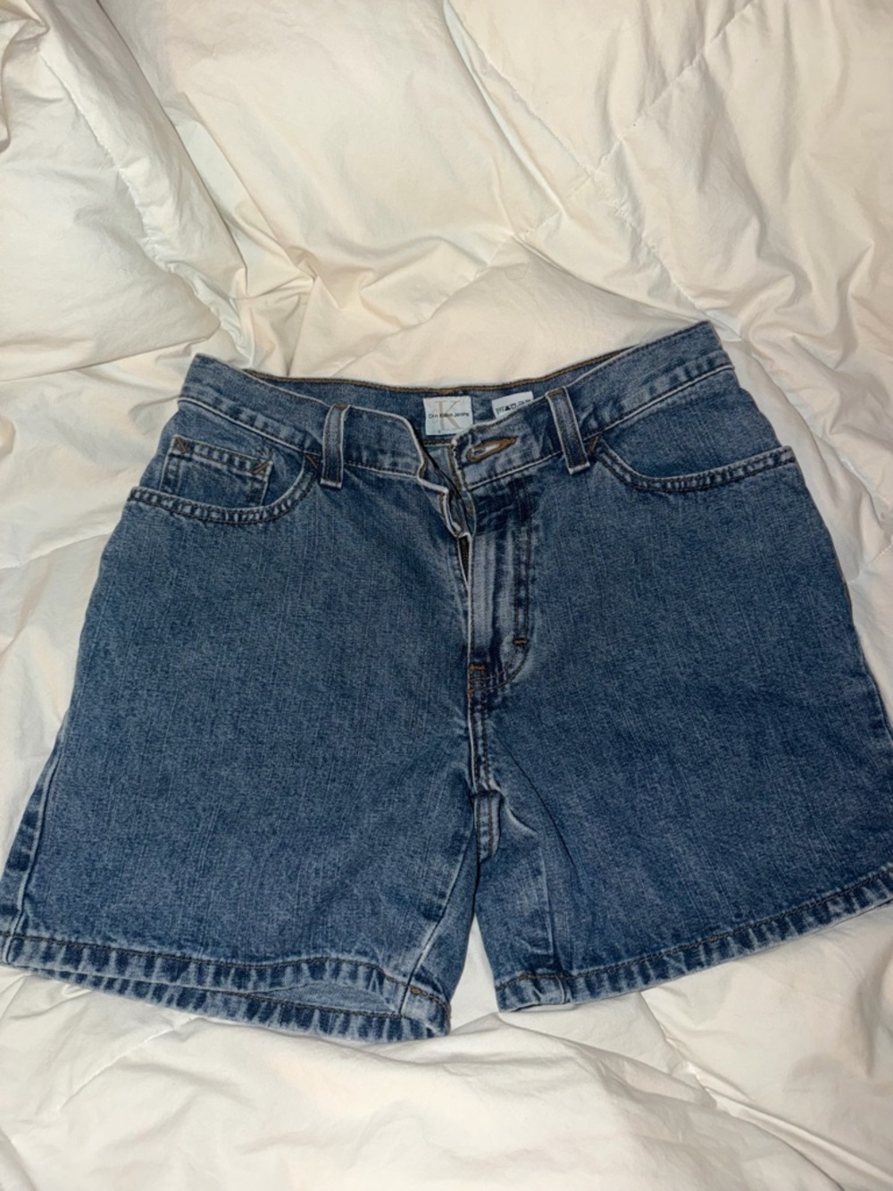 Calvin Klein Jeans Mid-Blue High-Rise Denim Shorts